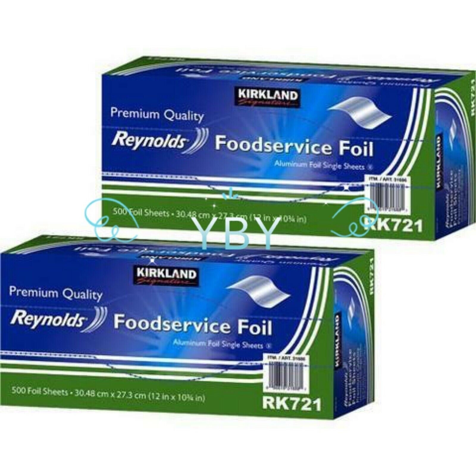 2X Kirkland Reynolds Foodservice Aluminum Foil 12x10.75 Single,Total 1000 Sheets