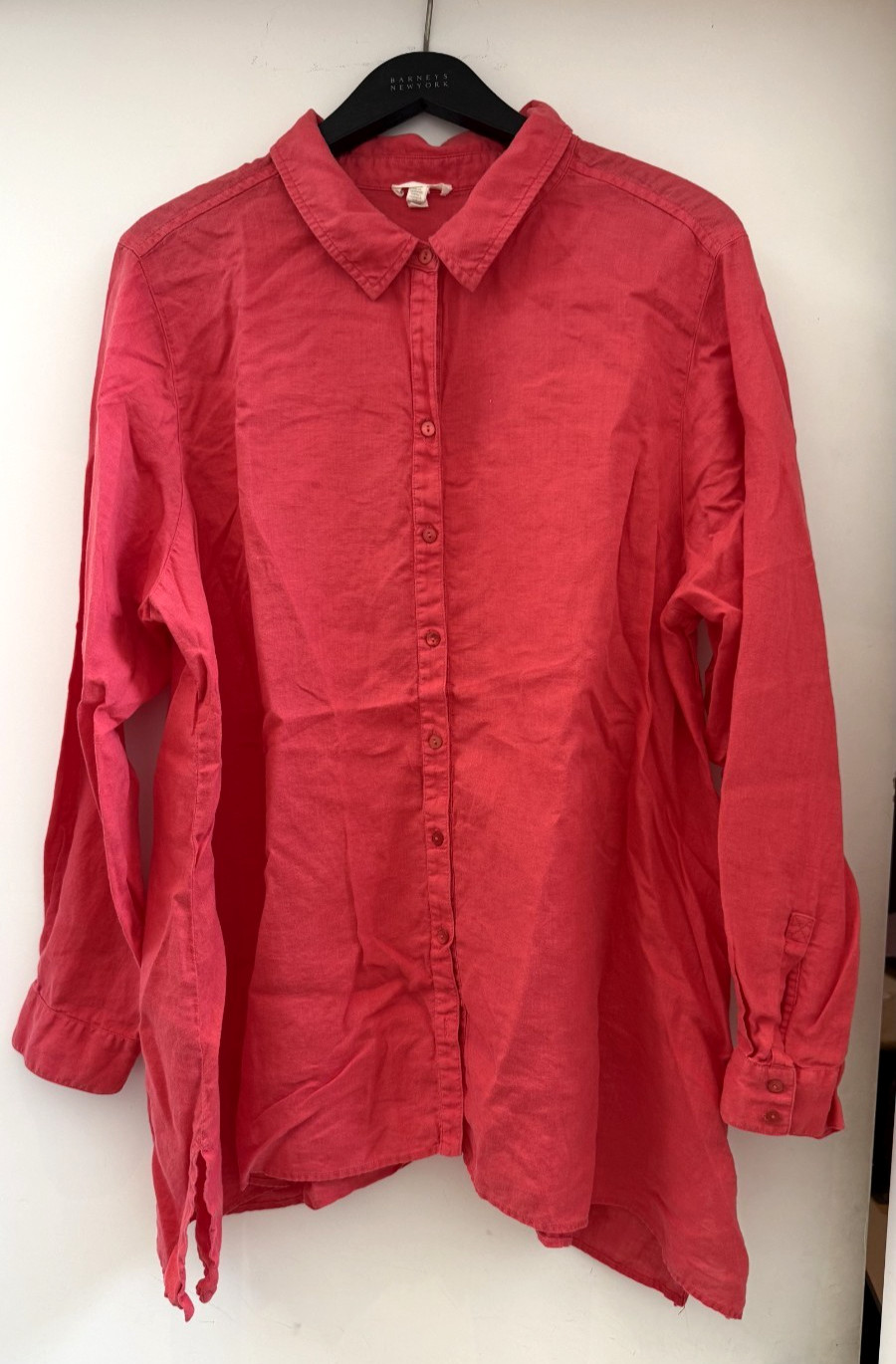 Eileen Fisher 100% organic irish linen button down, red, 2x