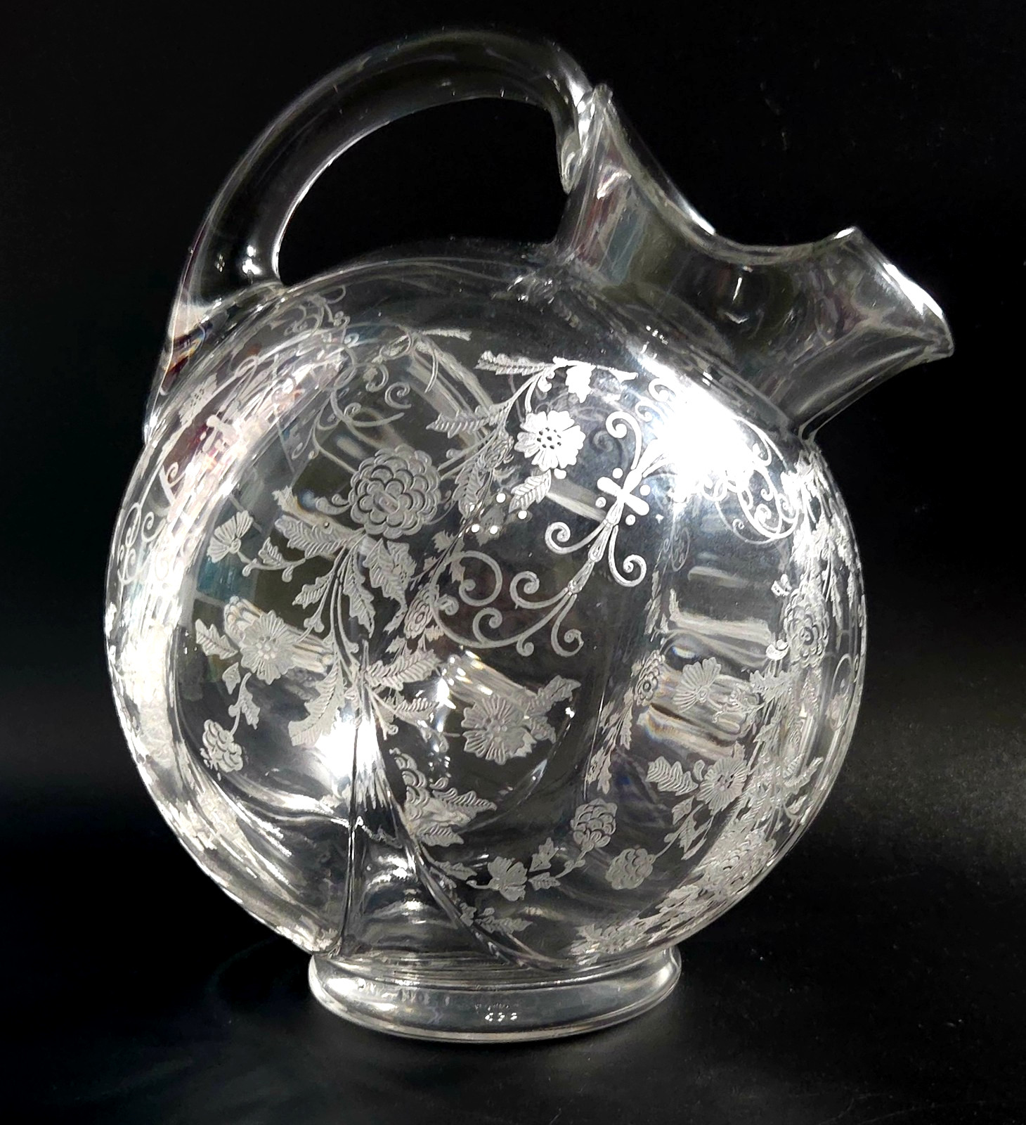 Rare Vintage Cambridge Glass Elaine 3400/38 Tilted Ball Jug Pitcher PAT NO 84082