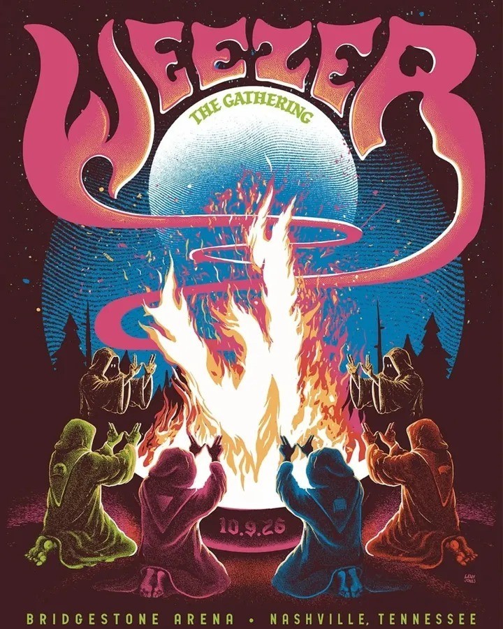 Weezer The Gathering Concert Poster Nashville TN Oct 9 2026 Wall Art Reprint