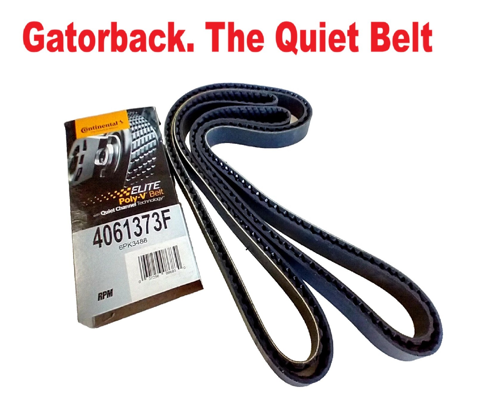 NEW Serpentine Poly-V Belt The Quiet Belt GATORBACK CONTINENTAL ELITE 4061373F