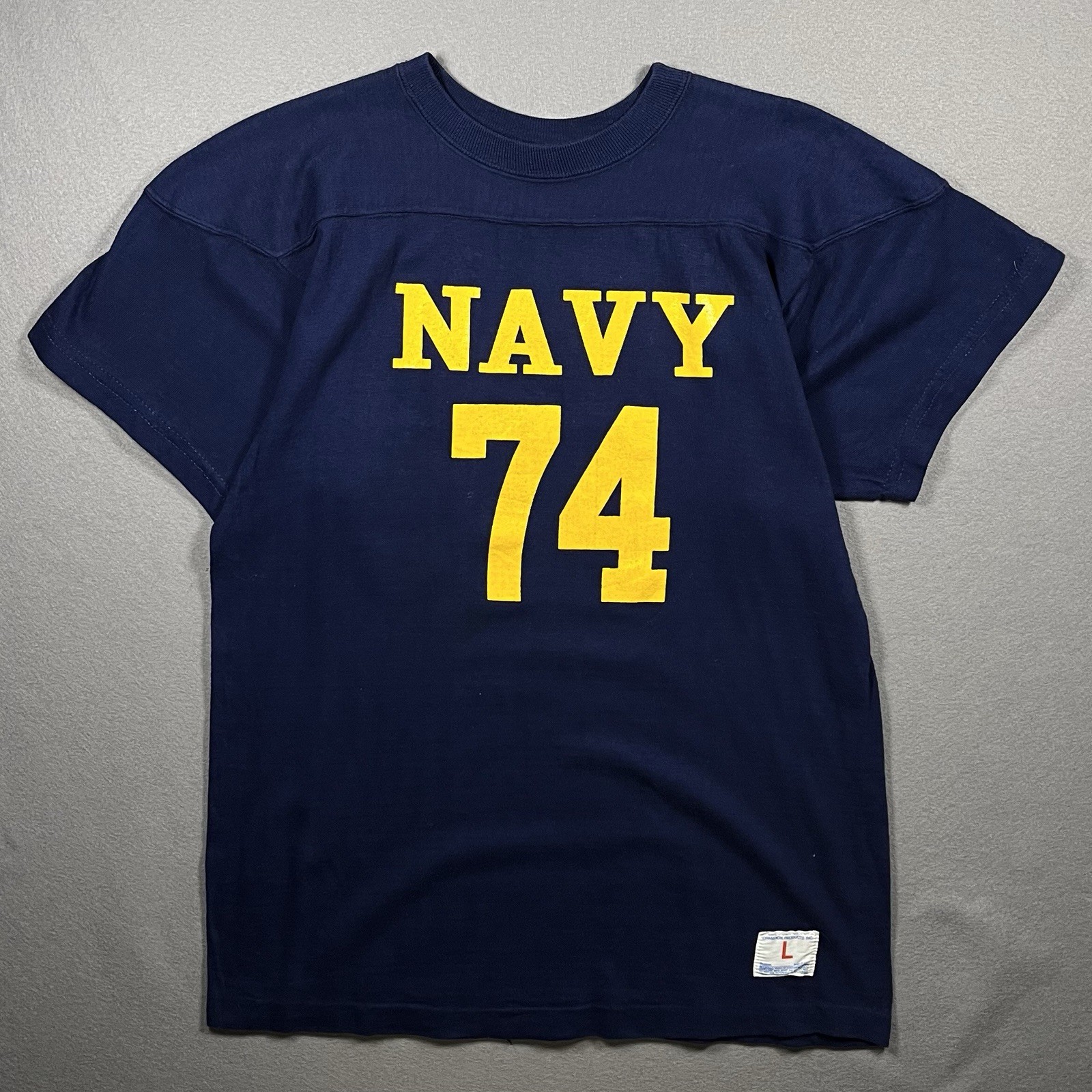Champion Vintage US navy T Shirt Mens Large Cotton Short Sleeve Military 