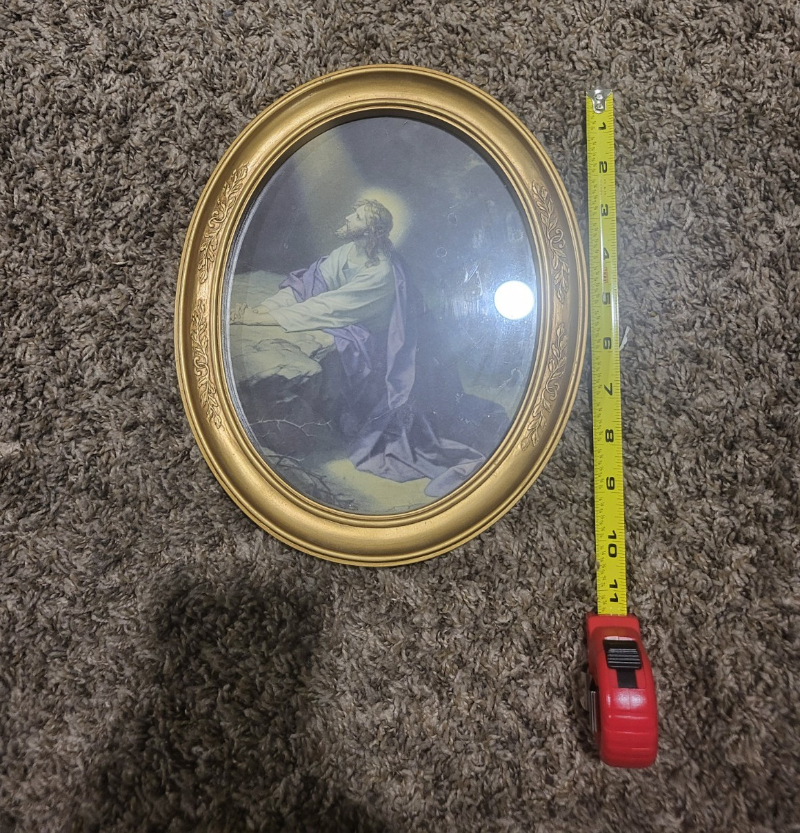 Vintage HOMCO Jesus Praying in Gethsemane Oval Gold Frame Religious Wall Art Vintage HOMCO Jesus Praying in Gethsemane Oval Gold Frame Religious Wall Art