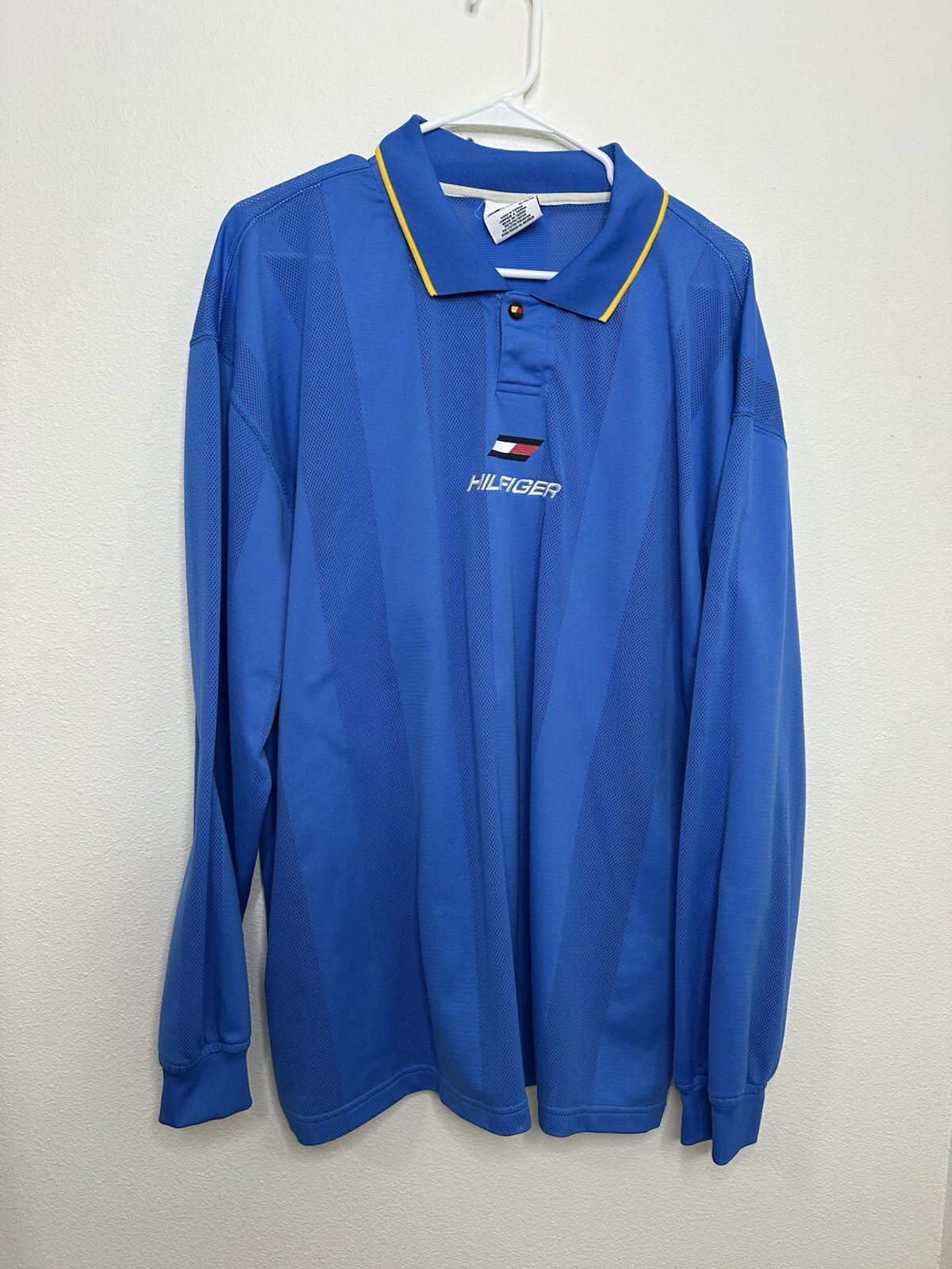 Vintage Tommy Hilfiger Athletics Jersey Long Sleeve Blue Y2K Mens Extra Large