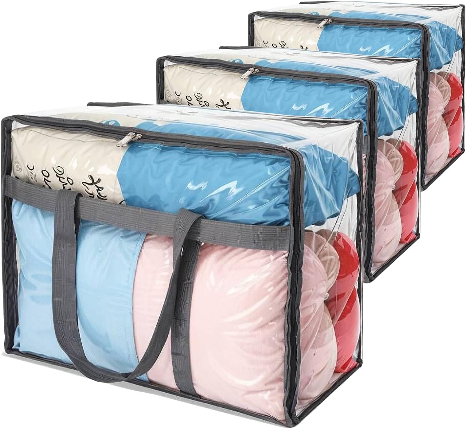 110L Large Capacity Clear Storage Bags with Zipper for Comforters, Blankets, ... 110L Large Capacity Clear Storage Bags with Zipper for Comforters, Blankets, ...