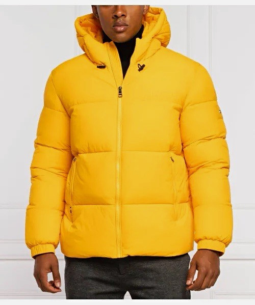 Tommy Hilfiger Men’s Yellow Hooded Puffer Jacket L Regular 44in Nylon Zip Tommy Hilfiger Men’s Yellow Hooded Puffer Jacket L Regular 44in Nylon Zip