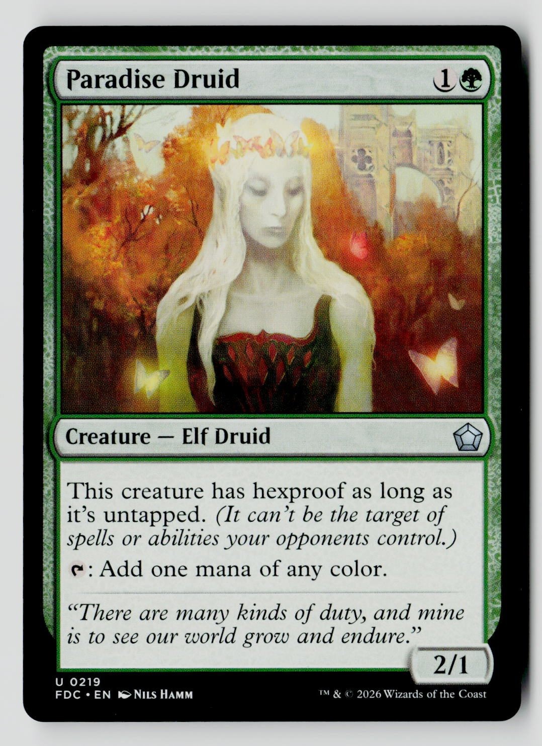 Paradise Druid 219 Uncommon FDC MTG NM