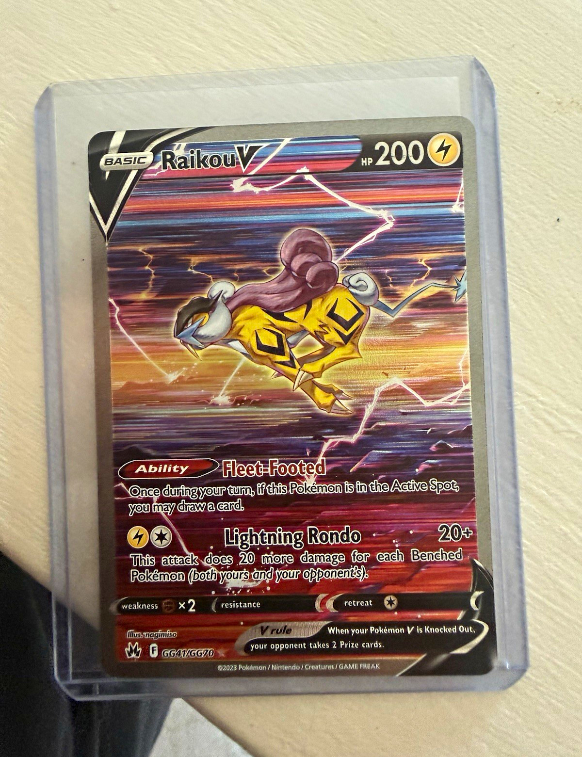 Pokemon TCG Raikou V GG41/GG70 Crown Zenith Galarian Gallery Holo 200HP