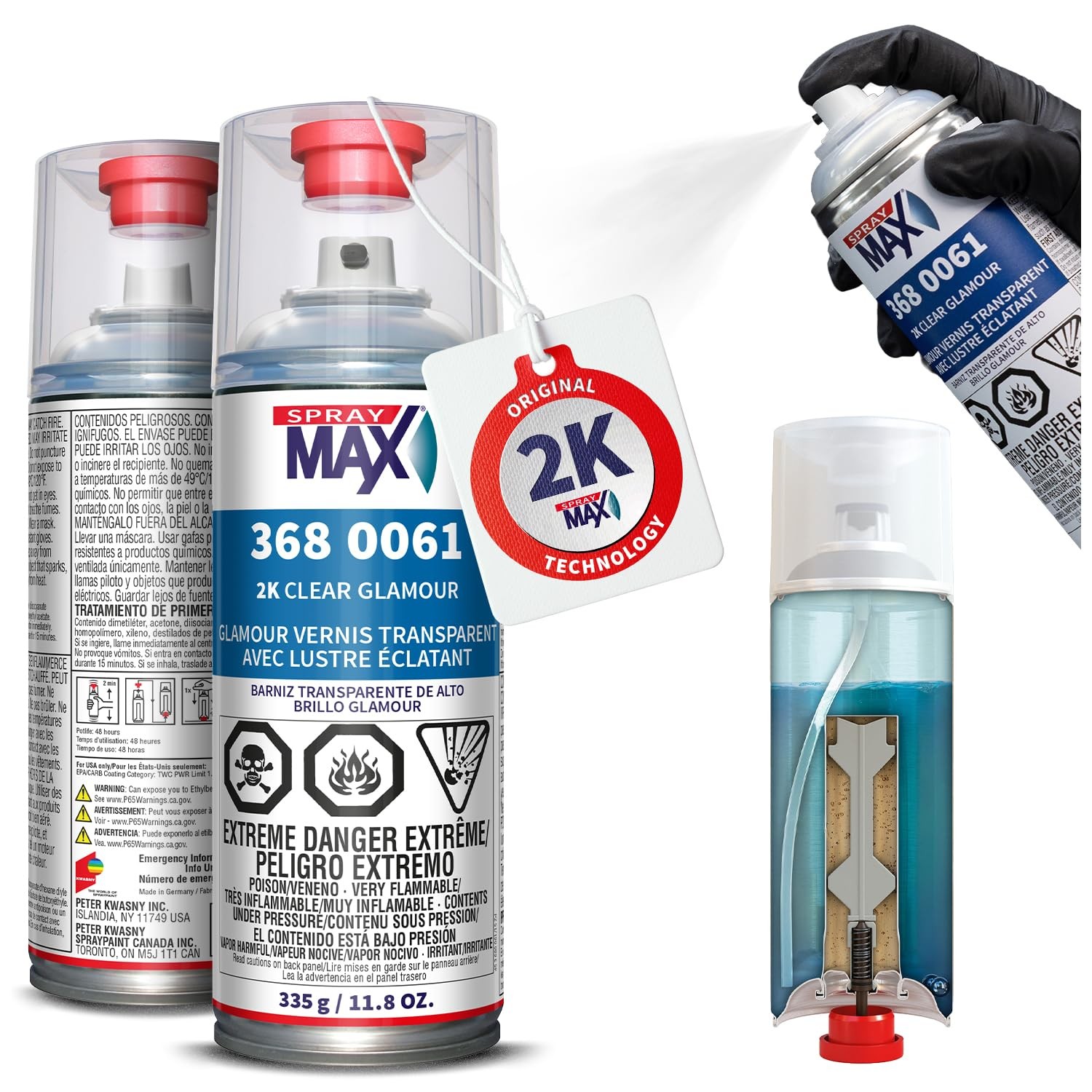 2K Glamour Gloss Clear Coat Automotive Spray Paint UV Scratch Gasoline 11.8 oz