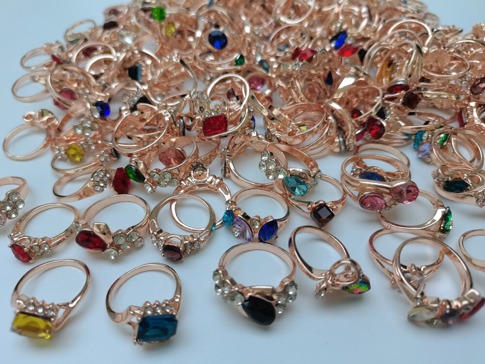 5-100Pc Wholesale Colorful Crystal Mixed Rings Bulk Finger Band Ring Jewelry Lot