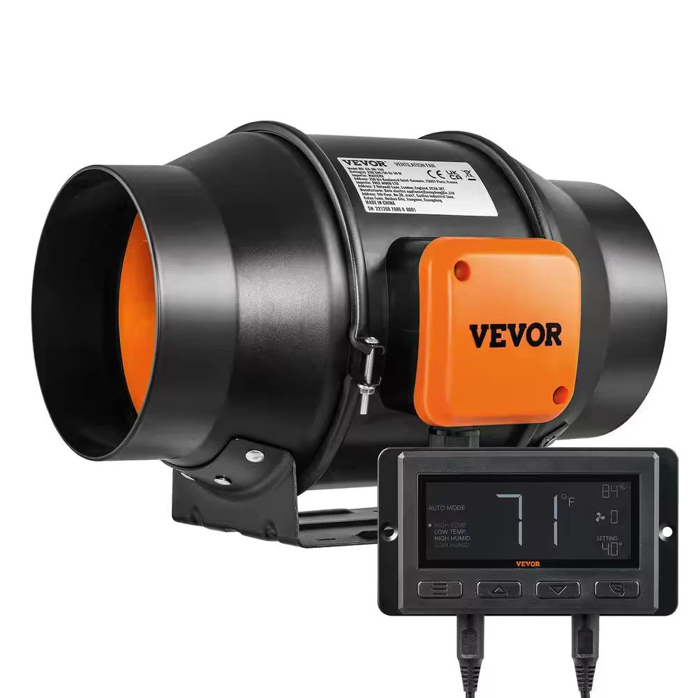 VEVOR 6 Inch Inline Duct Fan 402 CFM EC Motor Temp Humidity Controller VEVOR 6 Inch Inline Duct Fan 402 CFM EC Motor Temp Humidity Controller