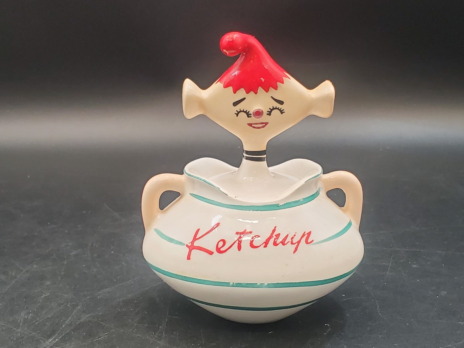 Vintage Holt Howard Davar 1959 Pixieware Ketchup Condiment Jar w/ Spoon Pixie Vintage Holt Howard Davar 1959 Pixieware Ketchup Condiment Jar w/ Spoon Pixie