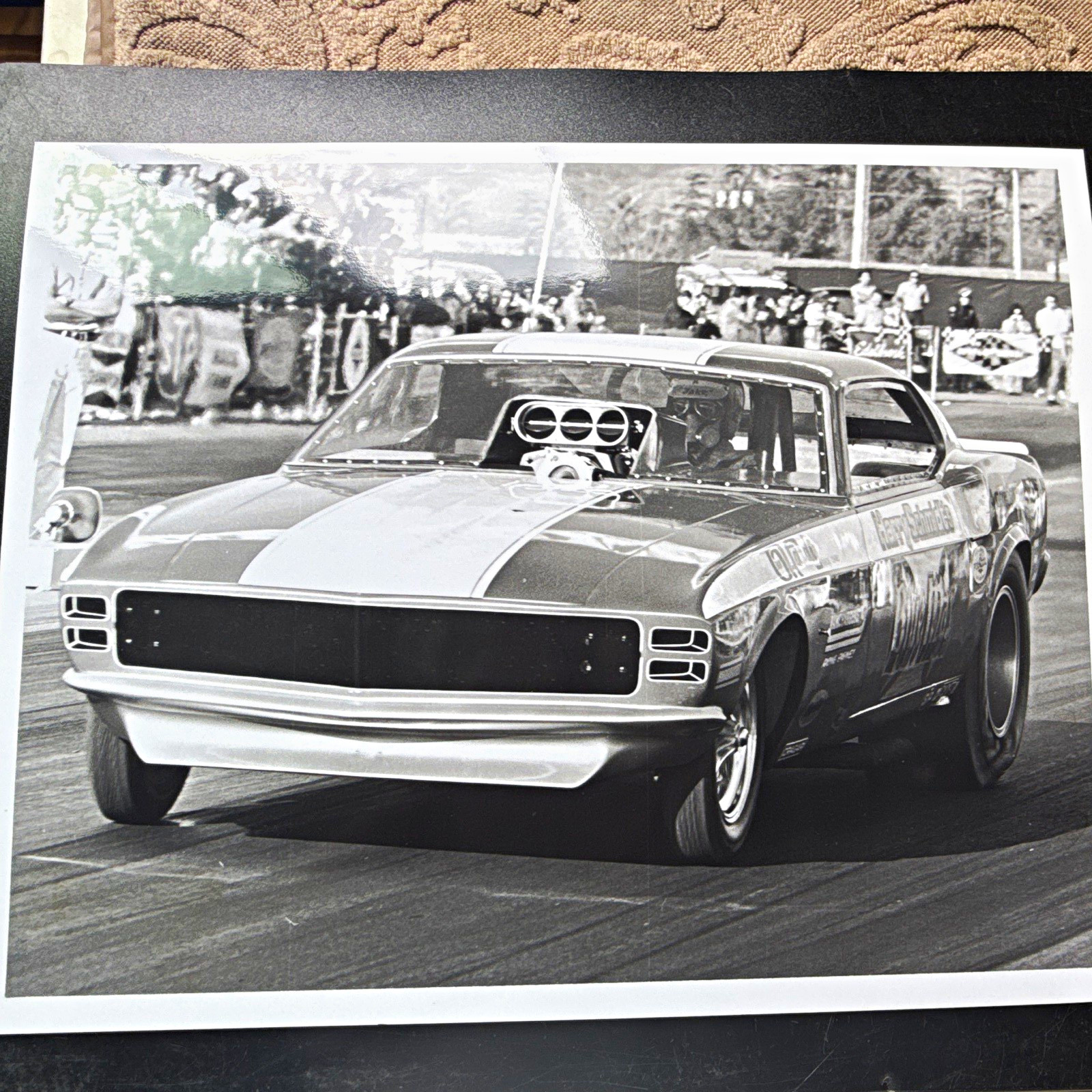 Lot of 5 Black & White Vintage Drag Racing Prints on photographic paper