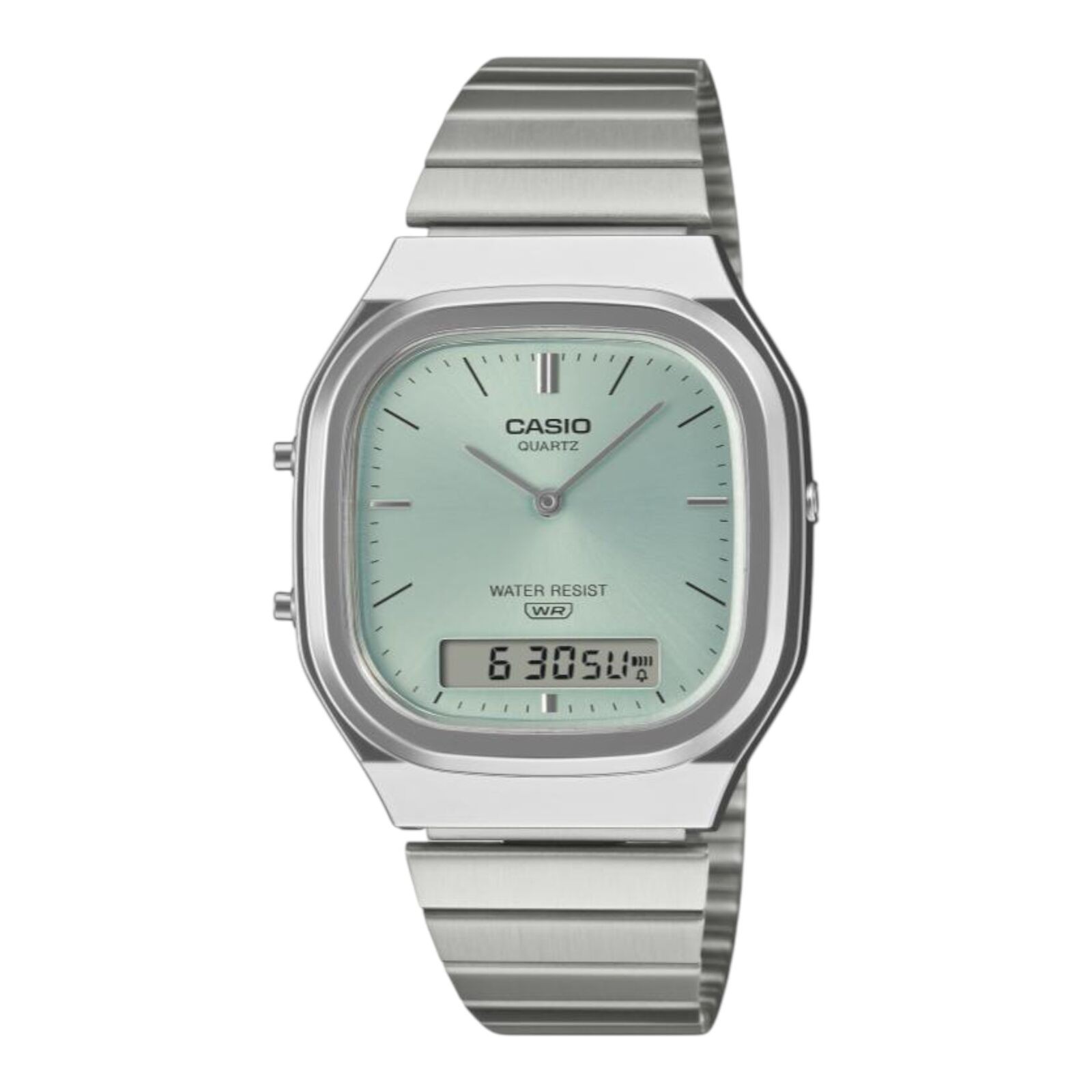 Casio AQ-240E-2A Unisex Analogue Digital Watch Blue Dial Steel Band