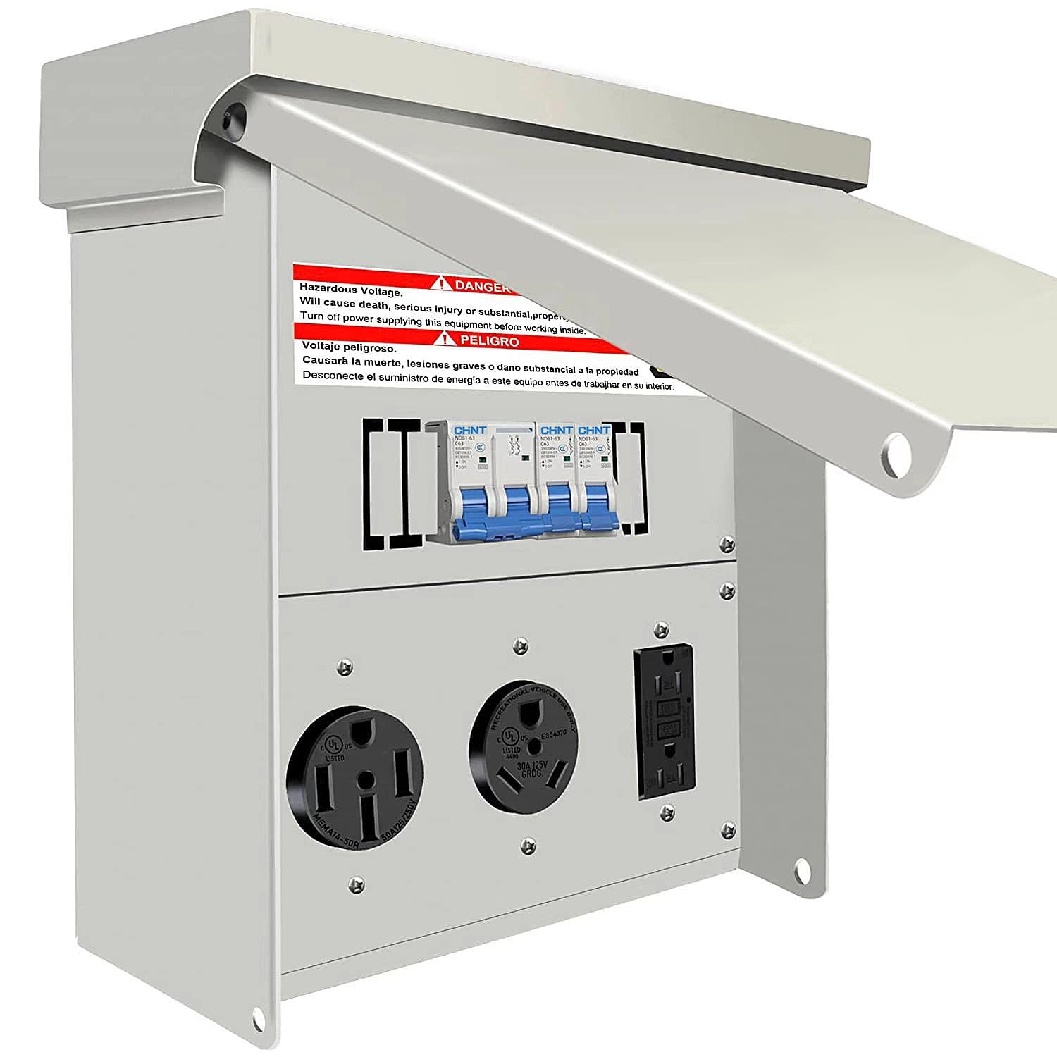 Temporary Power Outlet Panel, with 20,30,50 Amp Receptacle Installed Temporary Power Outlet Panel, with 20,30,50 Amp Receptacle Installed