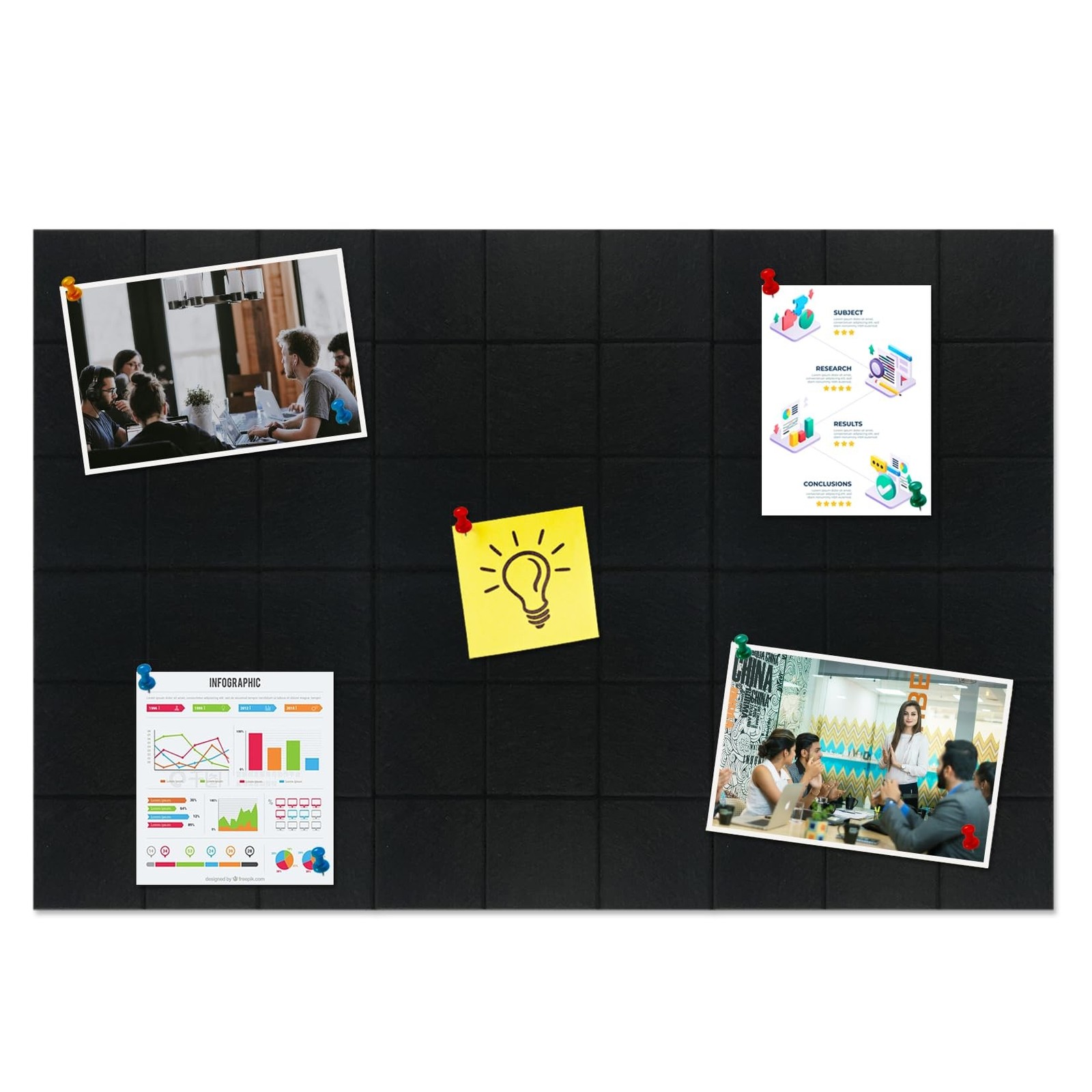 Large Square Felt Cork Board Tiles, Self Adhesive DIY Felt Bulletin Board Pin...