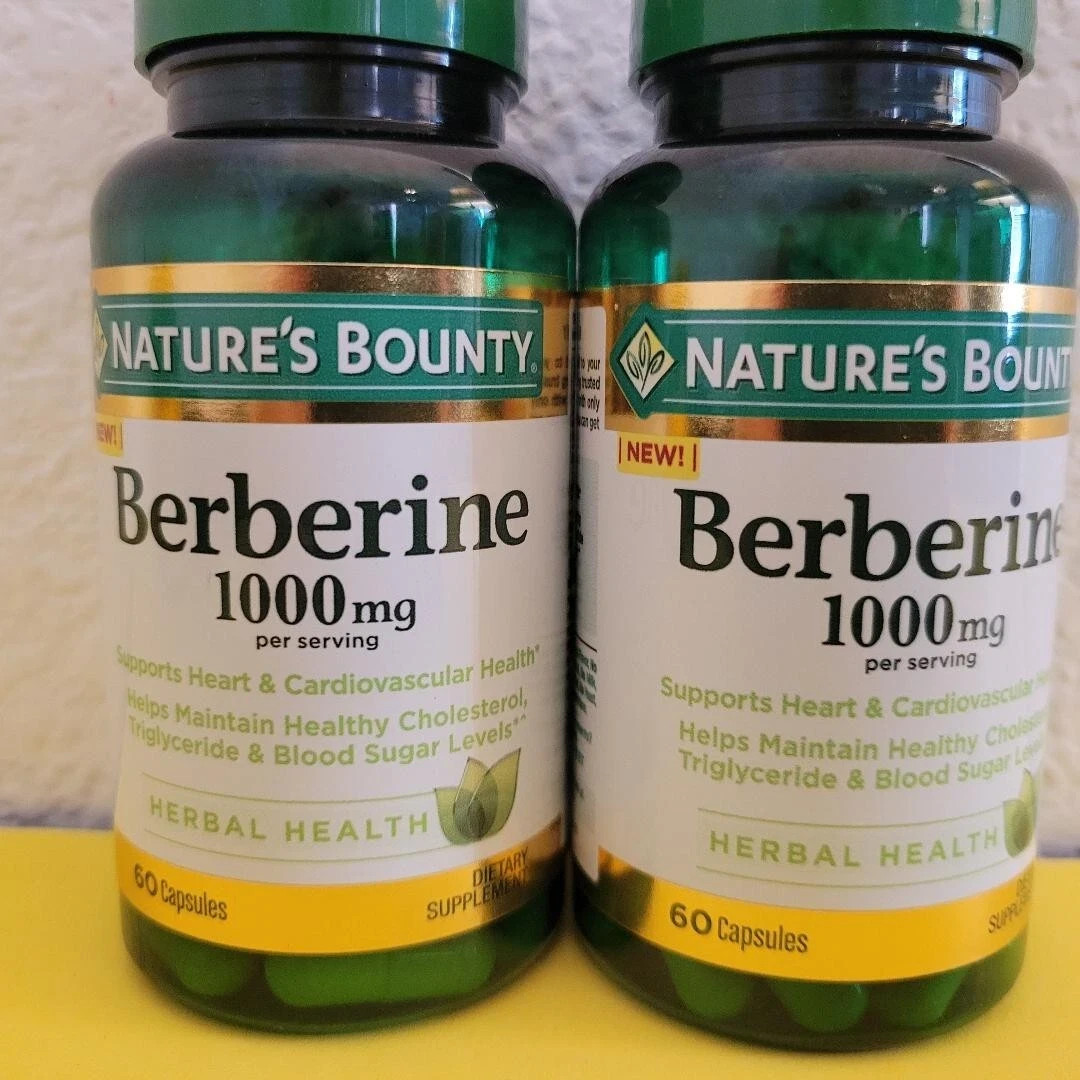 New 2 Pack Natures Bounty 1000 Mg Berberine 60 Capsules Ea/120 Total New 2 Pack Natures Bounty 1000 Mg Berberine 60 Capsules Ea/120 Total