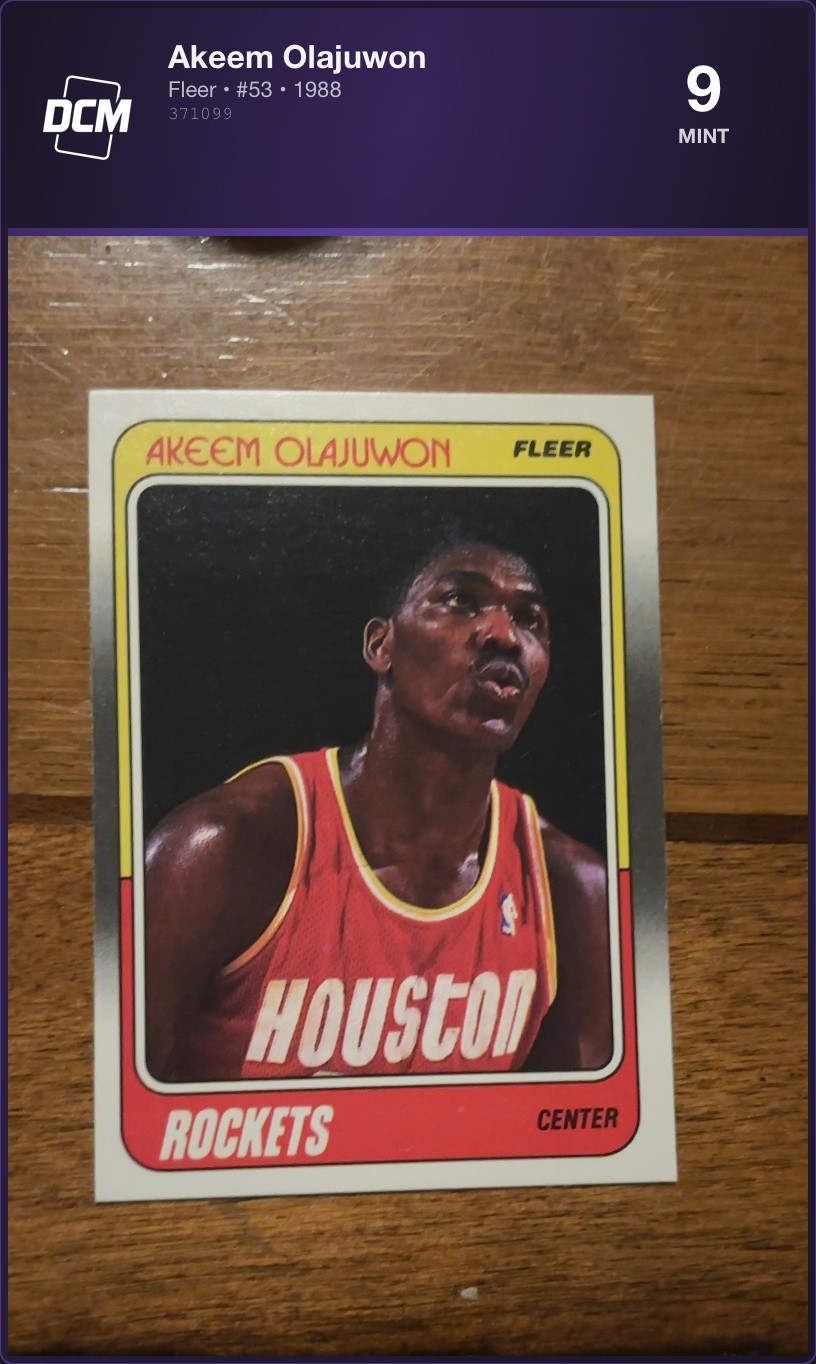 1988 Fleer Akeem Olajuwon #53 Houston Rockets DCM 9