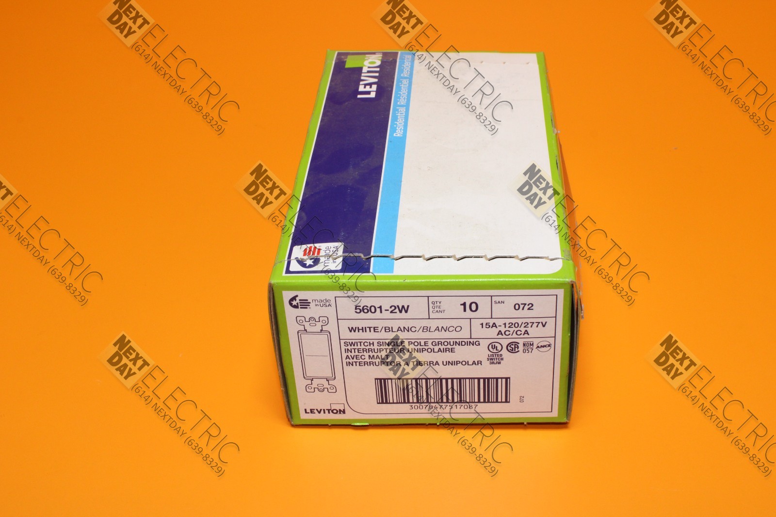 Leviton, 5601-2W, White Switch Wall Single Pole Grounding 15a-120v Decora Leviton, 5601-2W, White Switch Wall Single Pole Grounding 15a-120v Decora
