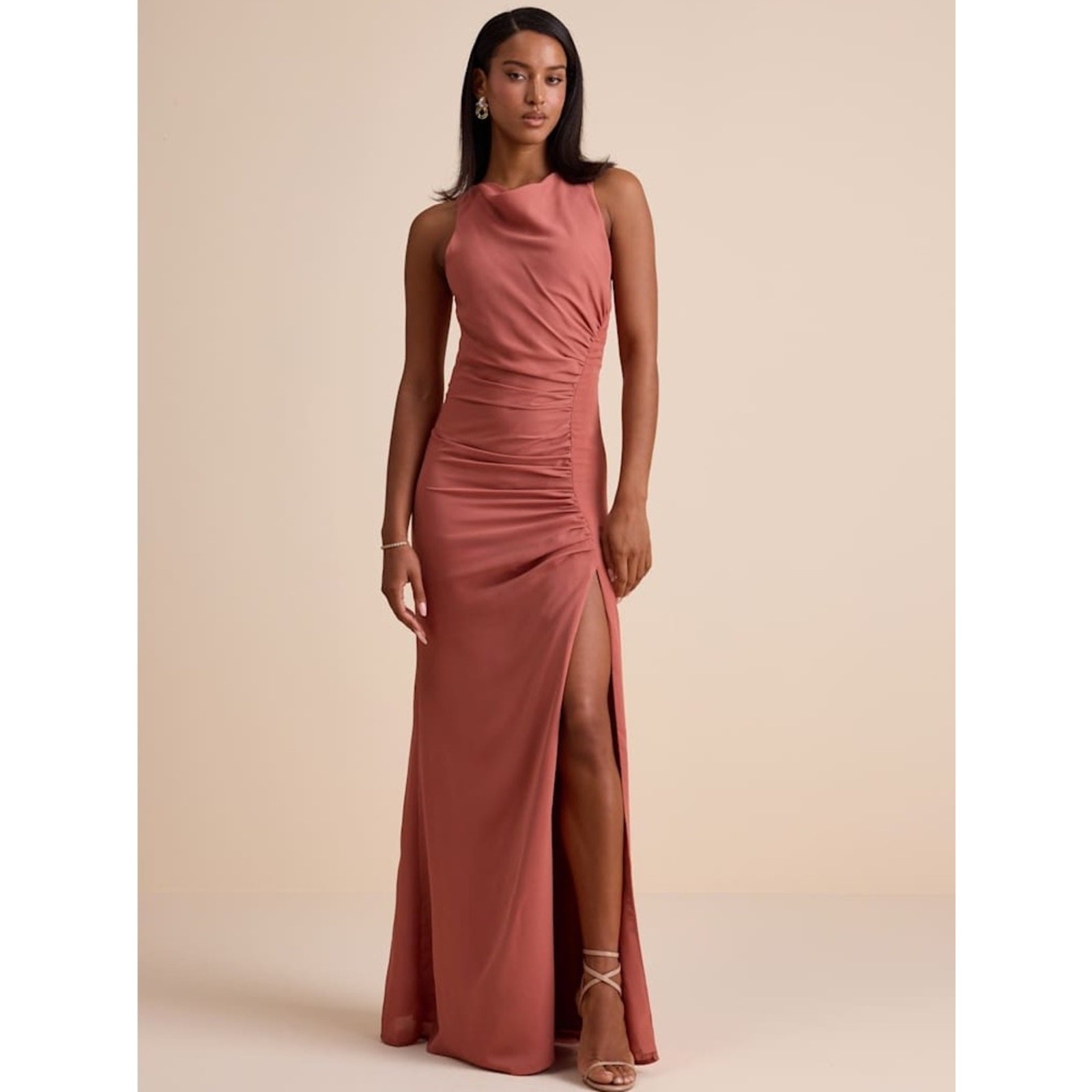 NWT Lulu’s Mikaila Cowl Neck Ruched Maxi Size Small NWT Lulu’s Mikaila Cowl Neck Ruched Maxi Size Small