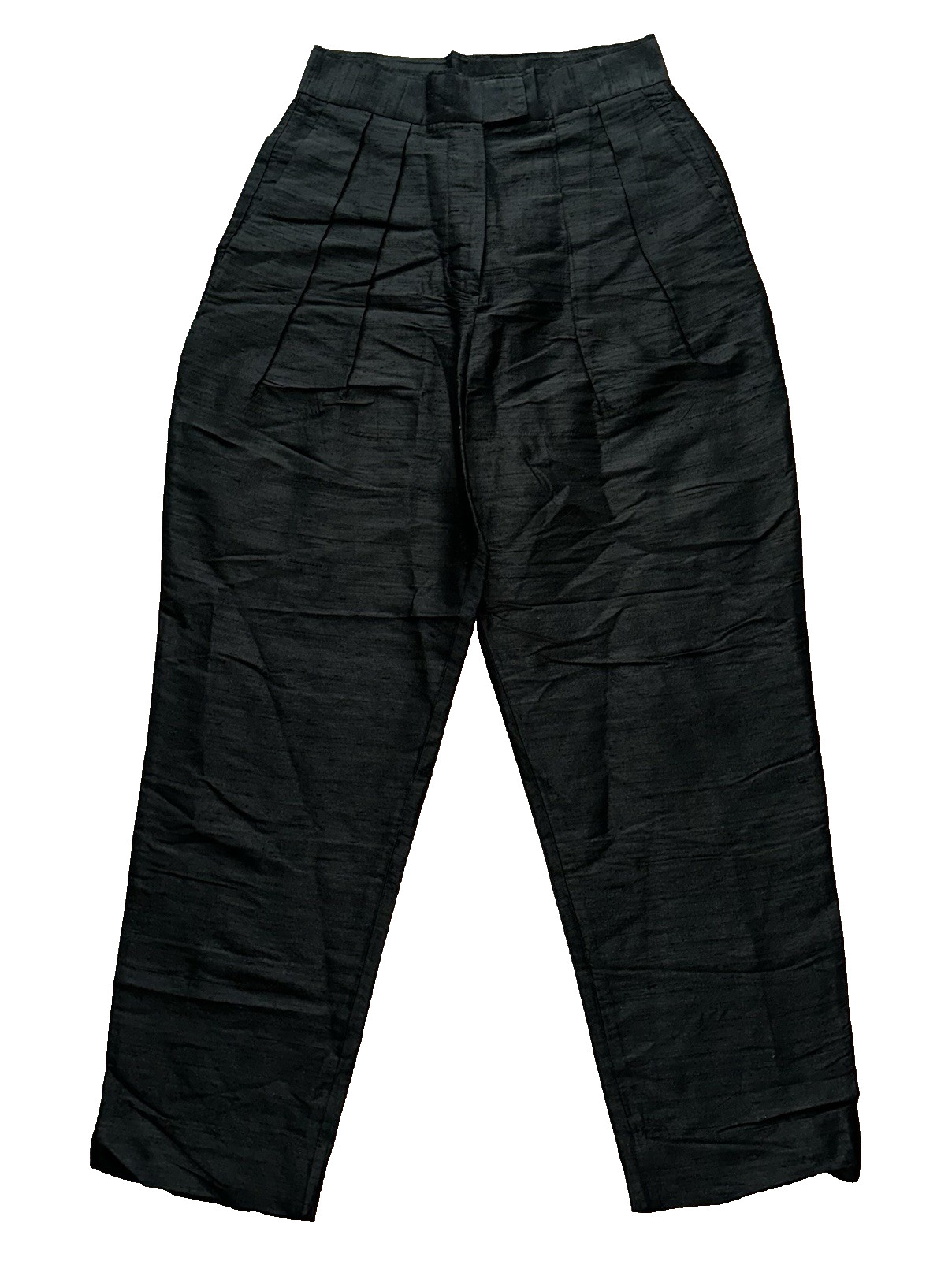 New NWT $368 JULIA AMORY Size Medium 100% Silk Deco Pant Dupioni Black Noir