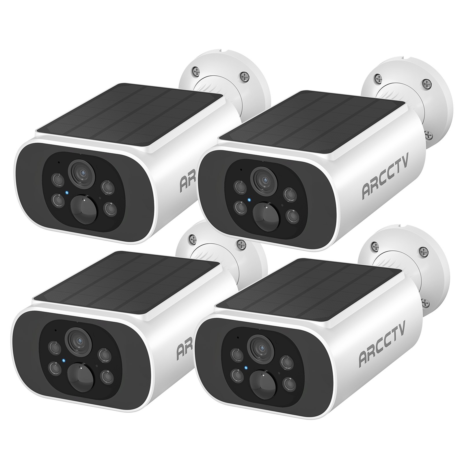 4 Pack Solar Battery Wireless Security Camera Outdoor WiFi Home IR Night Vision
