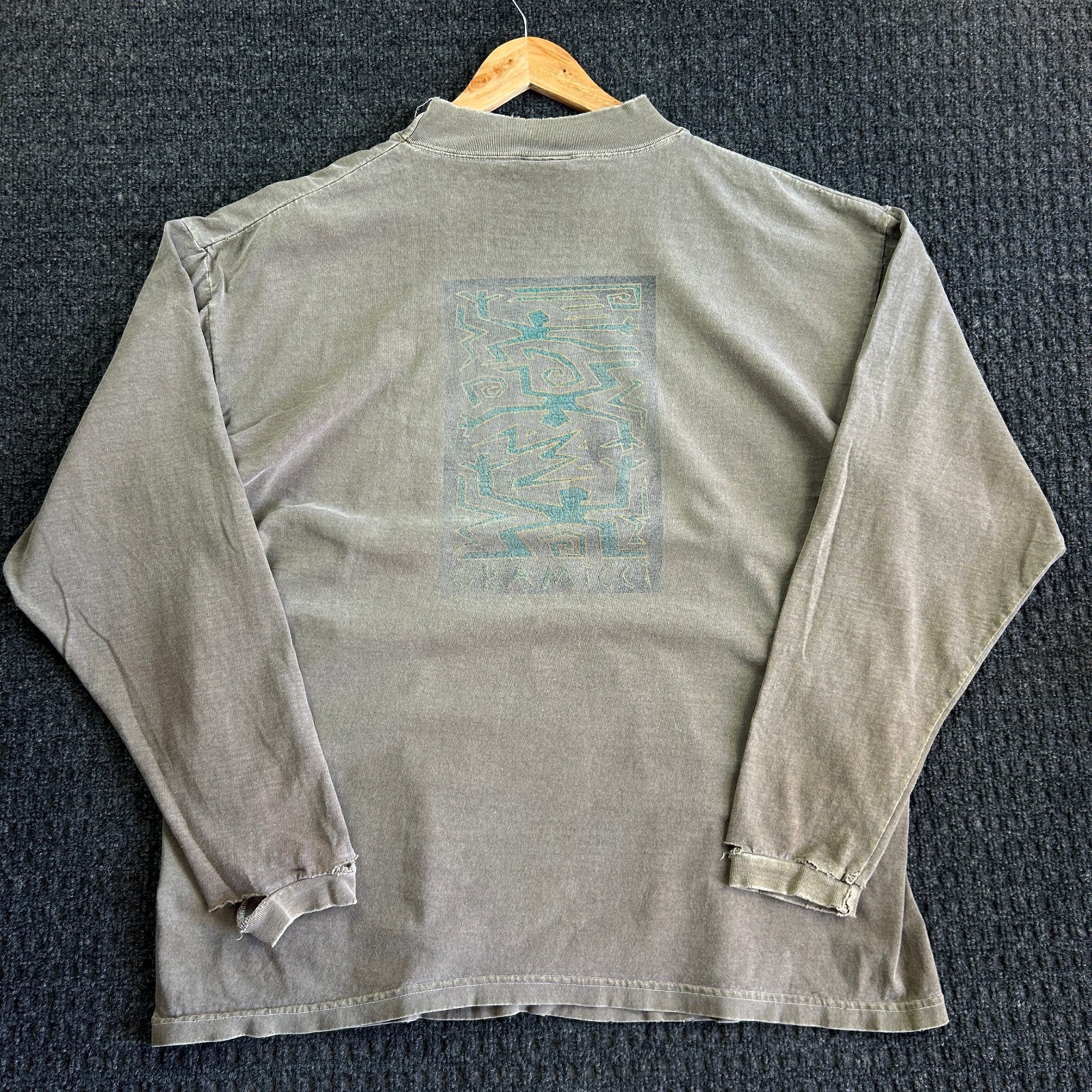Vintage Gramicci Long Sleeve T Shirt Mens XL Green Made USA Distressed Thrashed