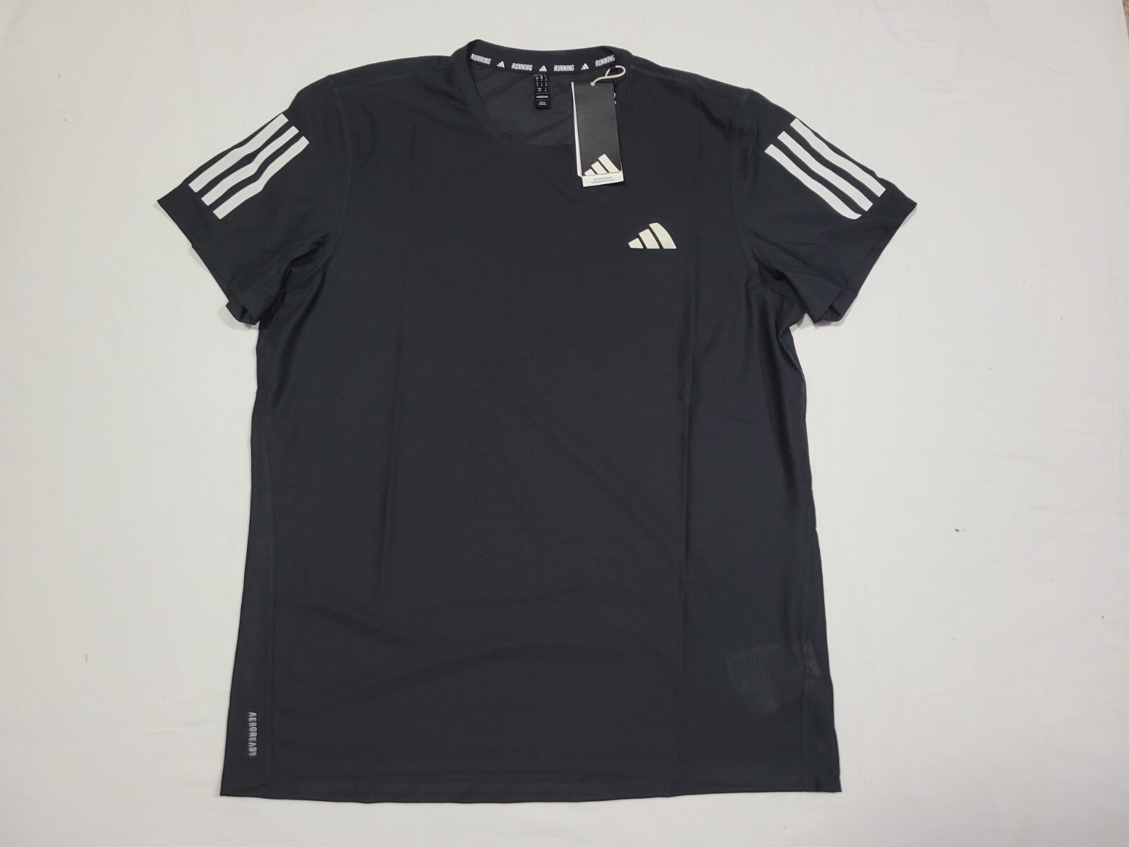 Adidas Mens OWN THE RUN Shirts S/S Training Black-Silver- Jersey Jogging IN1500 Adidas Mens OWN THE RUN Shirts S/S Training Black-Silver- Jersey Jogging IN1500