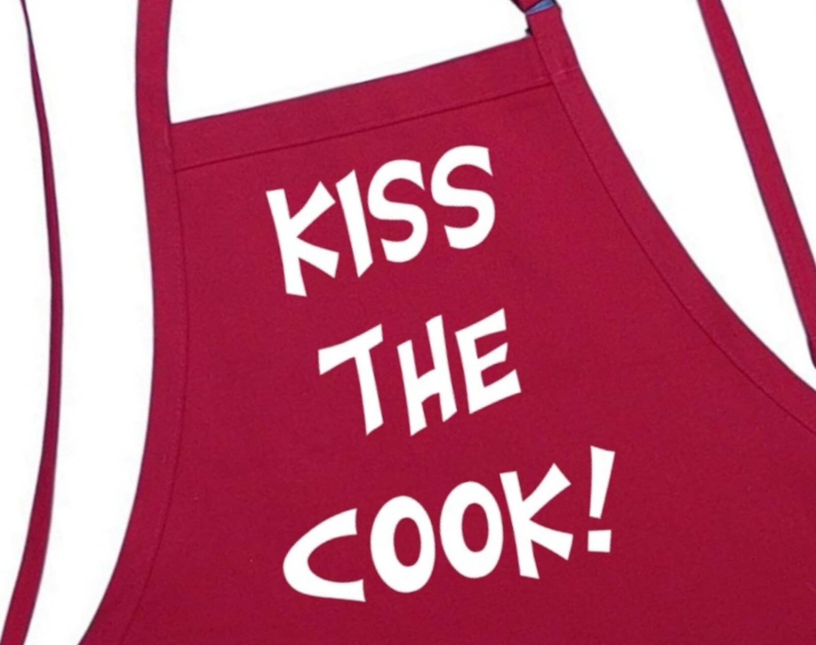 Kiss The Cook Sexy Red Apron, Fully Adjustable, Two Pockets, Novelty Chef Aprons Kiss The Cook Sexy Red Apron, Fully Adjustable, Two Pockets, Novelty Chef Aprons