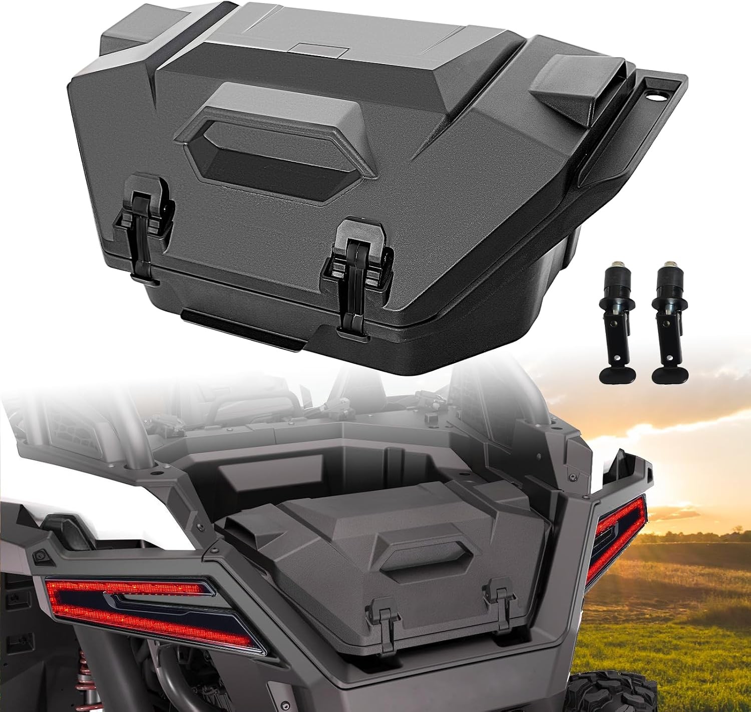 CPOWACE 36QT Rear Cargo Box for 22-26 Polaris RZR Pro R/R4 Lockable 2884236