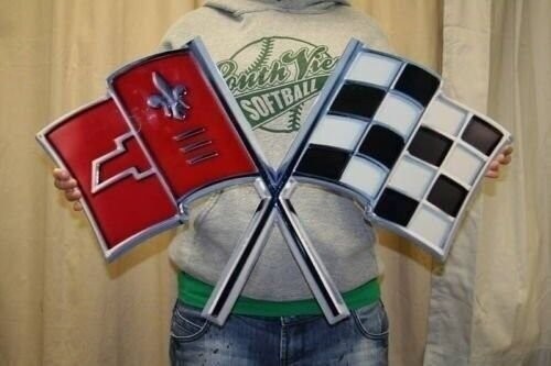 1965 Corvette Flags Large Metal Sign 28 1965 Corvette Flags Large Metal Sign 28