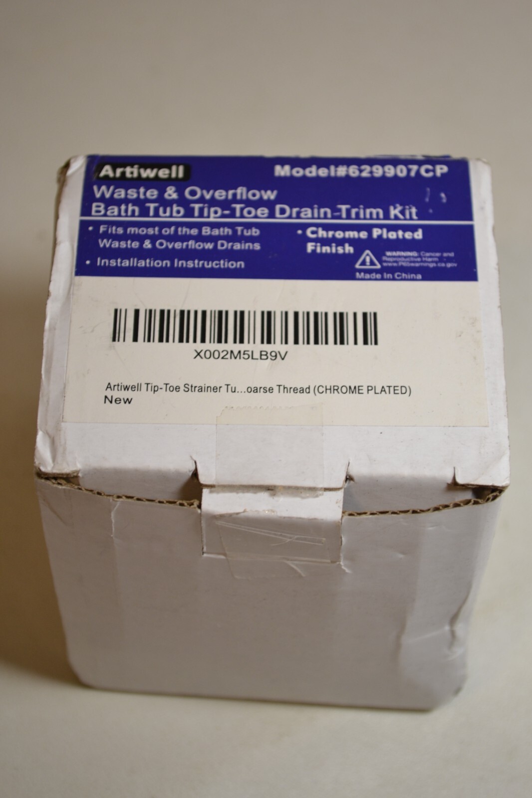 Artiwell Waste & Overflow Bath Tub Tip-Toe Drain-Trim Kit #629907CP Chrome