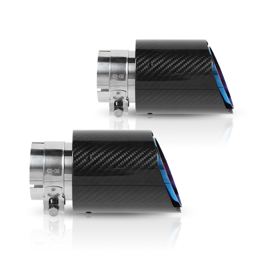 2X Stainless Steel Carbon Fiber Exhaust Tip Tail Pipe 2.5\