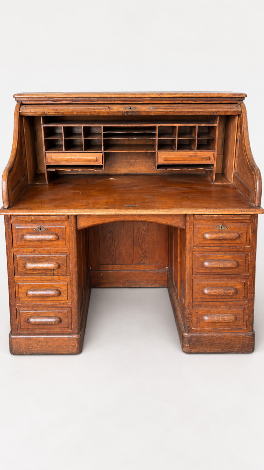 Vintage Oak Crest Roll Top Desk Golden Brown Oak Traditional Home Office S Curve