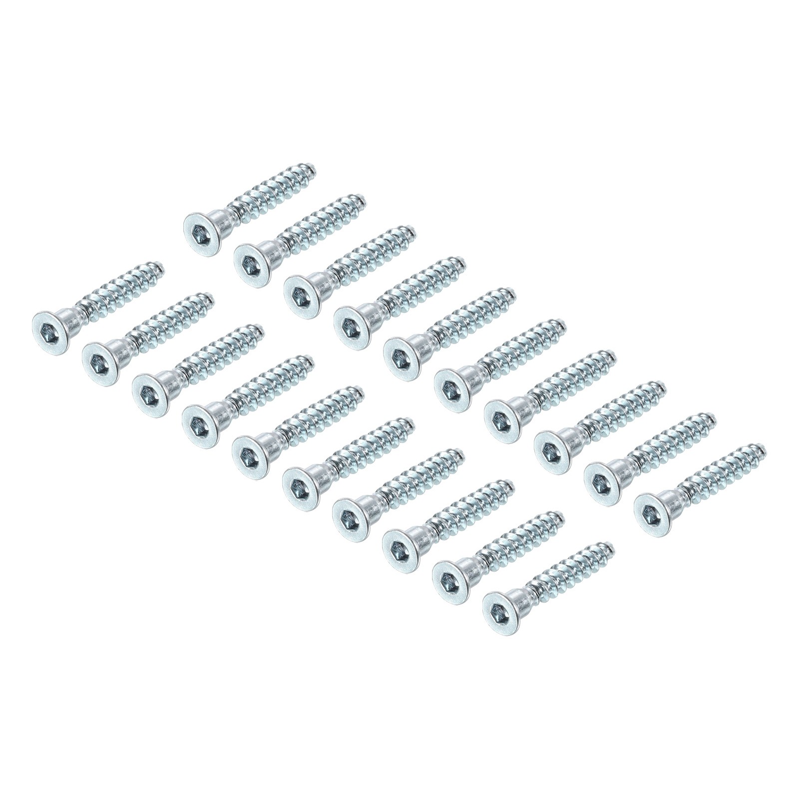 Furniture Confirmat Screw 6.3x40mm Hex Socket Wood Screw Zinc Plated 20pcs,