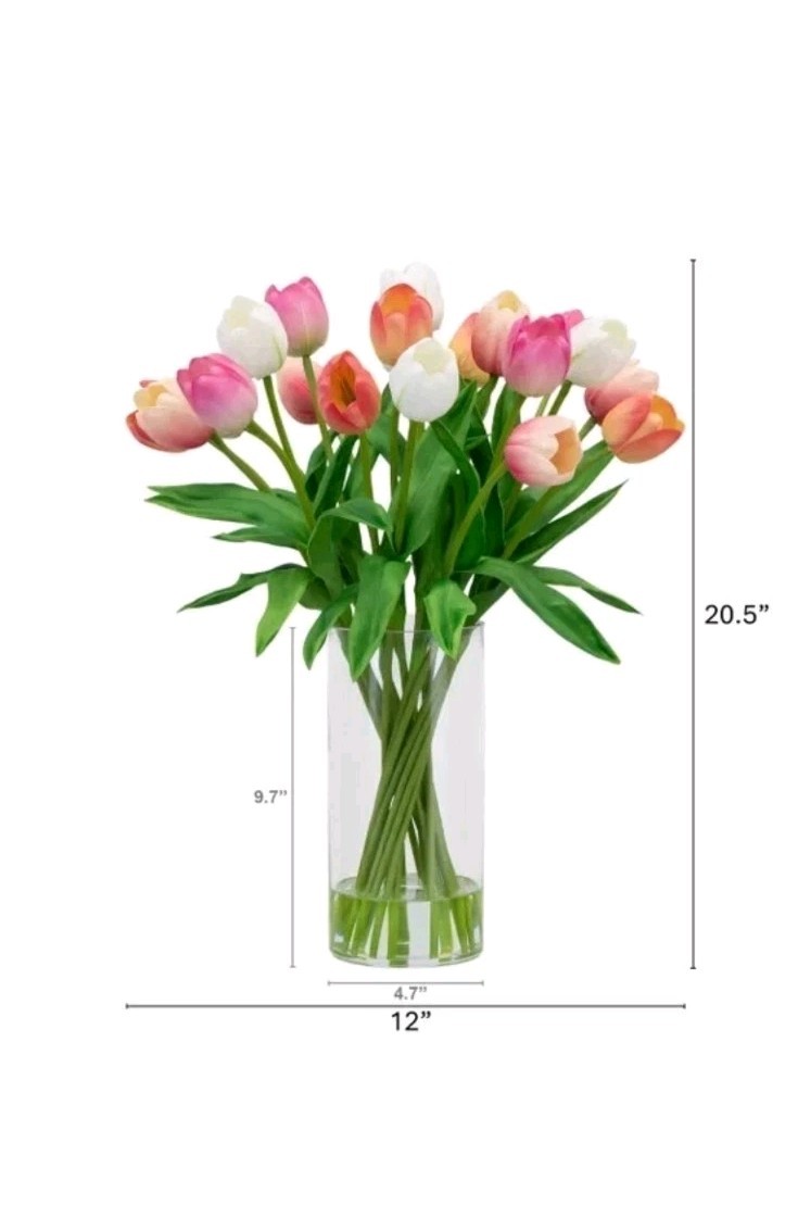 TULIPS FAKE ARTIFICIAL FLOWER FLORAL ARRANGEMENT SILK FLOWERS CERAMIC VASE NEW TULIPS FAKE ARTIFICIAL FLOWER FLORAL ARRANGEMENT SILK FLOWERS CERAMIC VASE NEW