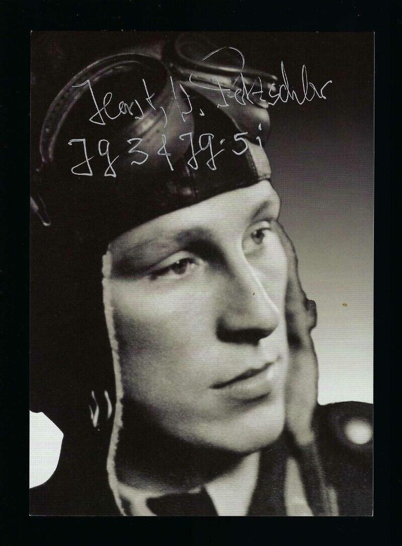 Horst Petzschler signed 5x8 postcard Luftwaffe Ace WWII