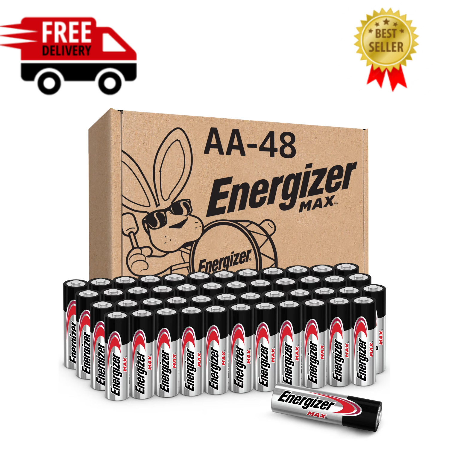 Energizer MAX AA Batteries (48 Pack), Double A Alkaline Batteries