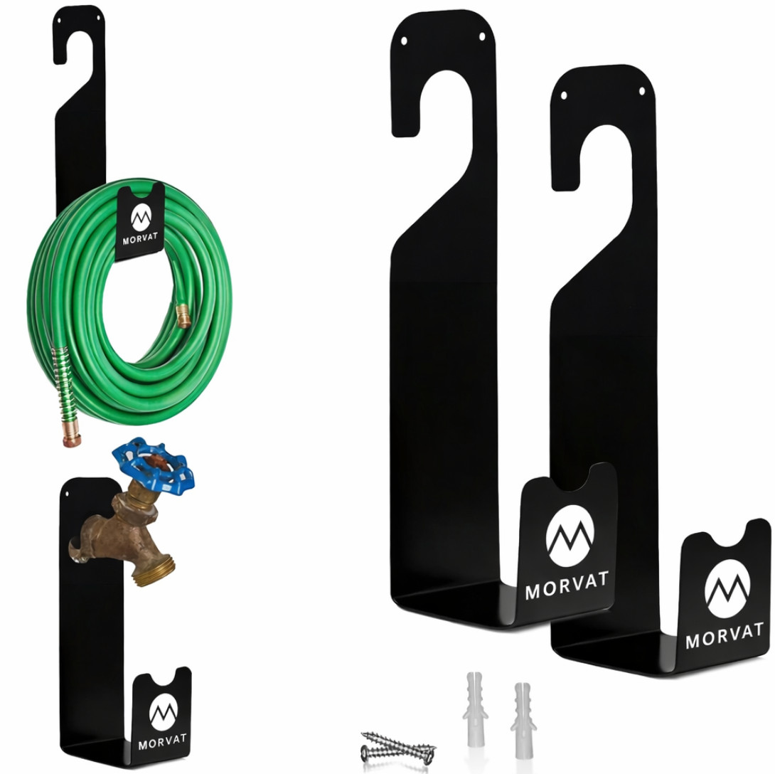 2 Pack Morvat 150FT Premium Heavy Duty Rust-Resistant Metal Hose Hanger 2 Pack Morvat 150FT Premium Heavy Duty Rust-Resistant Metal Hose Hanger
