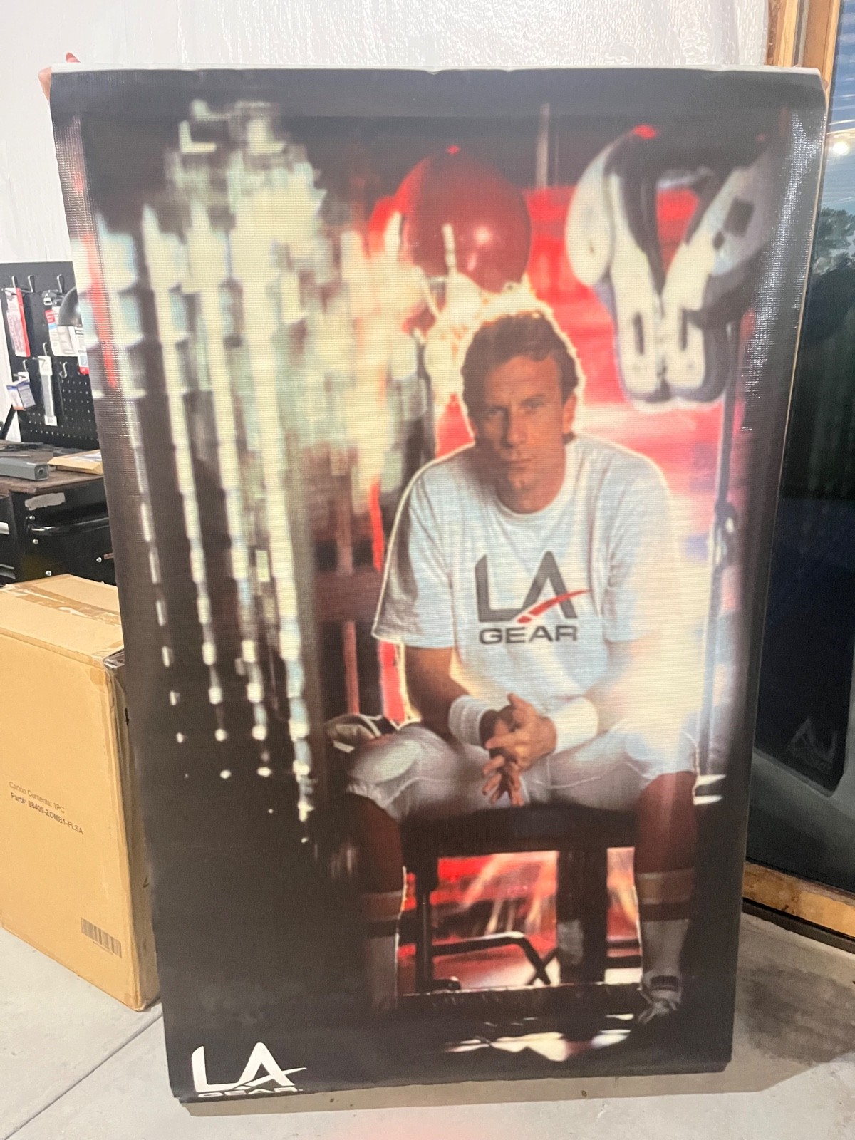 Vintage LA Gear 36x62 Double-Sided Store Banner + Joe Montana Signed 8x10 Photo