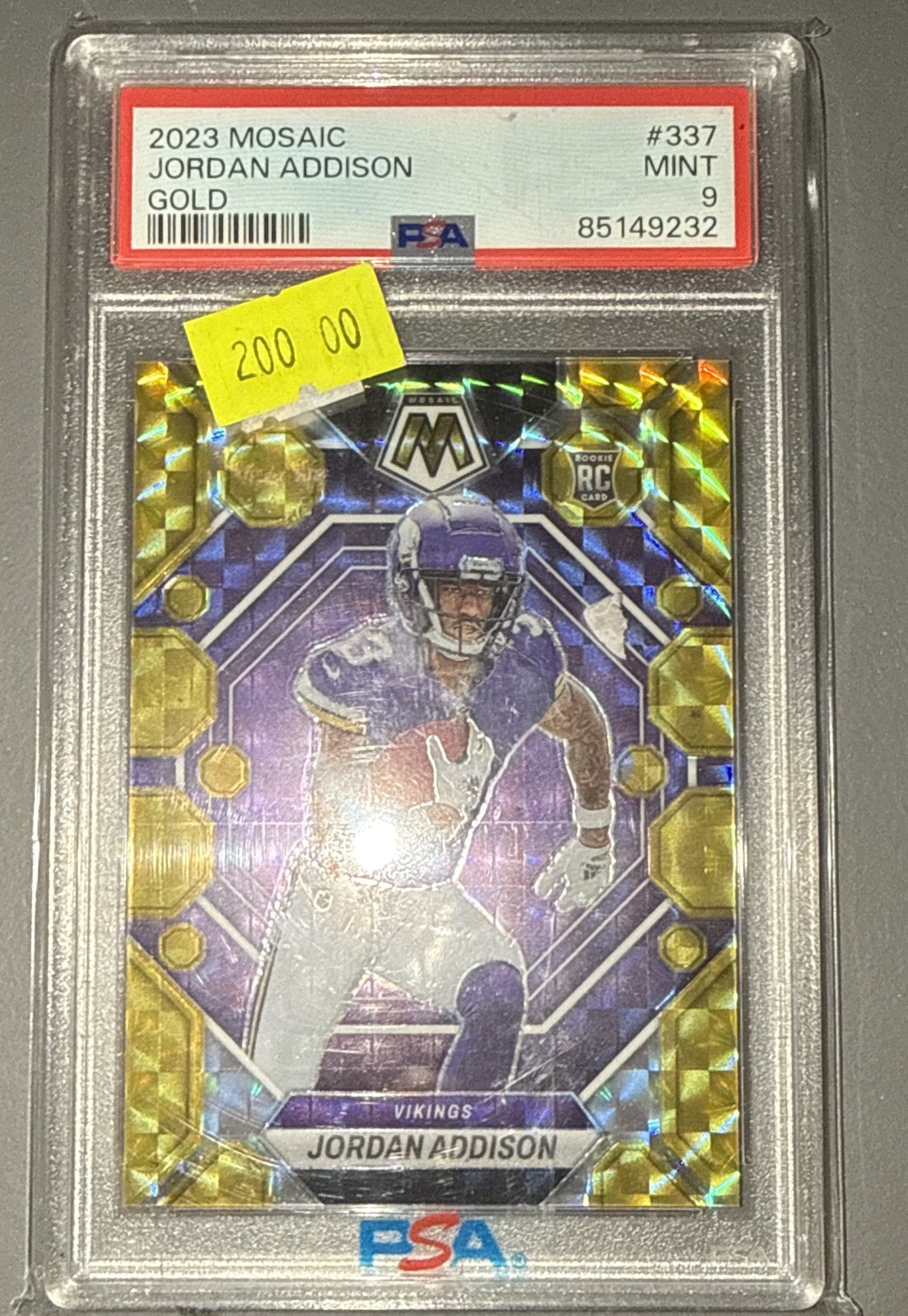 2023 Panini Mosaic - Rookies Jordan Addison #337 Gold Mosaic Prizm /10 (RC) 2023 Panini Mosaic - Rookies Jordan Addison #337 Gold Mosaic Prizm /10 (RC)