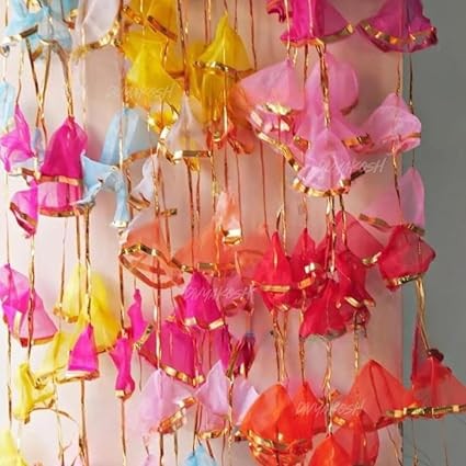 Latkan Gota Net Hanging Set of 10 | 4Ft Decorative Garlands for Weddings