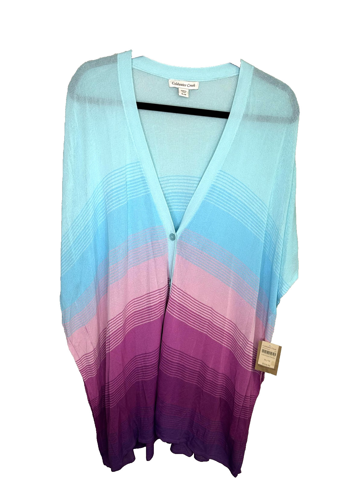 NEW Coldwater Creek Poncho Womens XL 1X Summer Lightweight Rayon Color Fusion