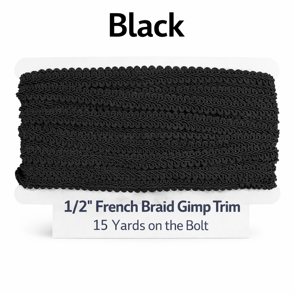 1/2” French Braid Gimp Trim – 15 Yards - Decorative Upholstery & Sewing Trim