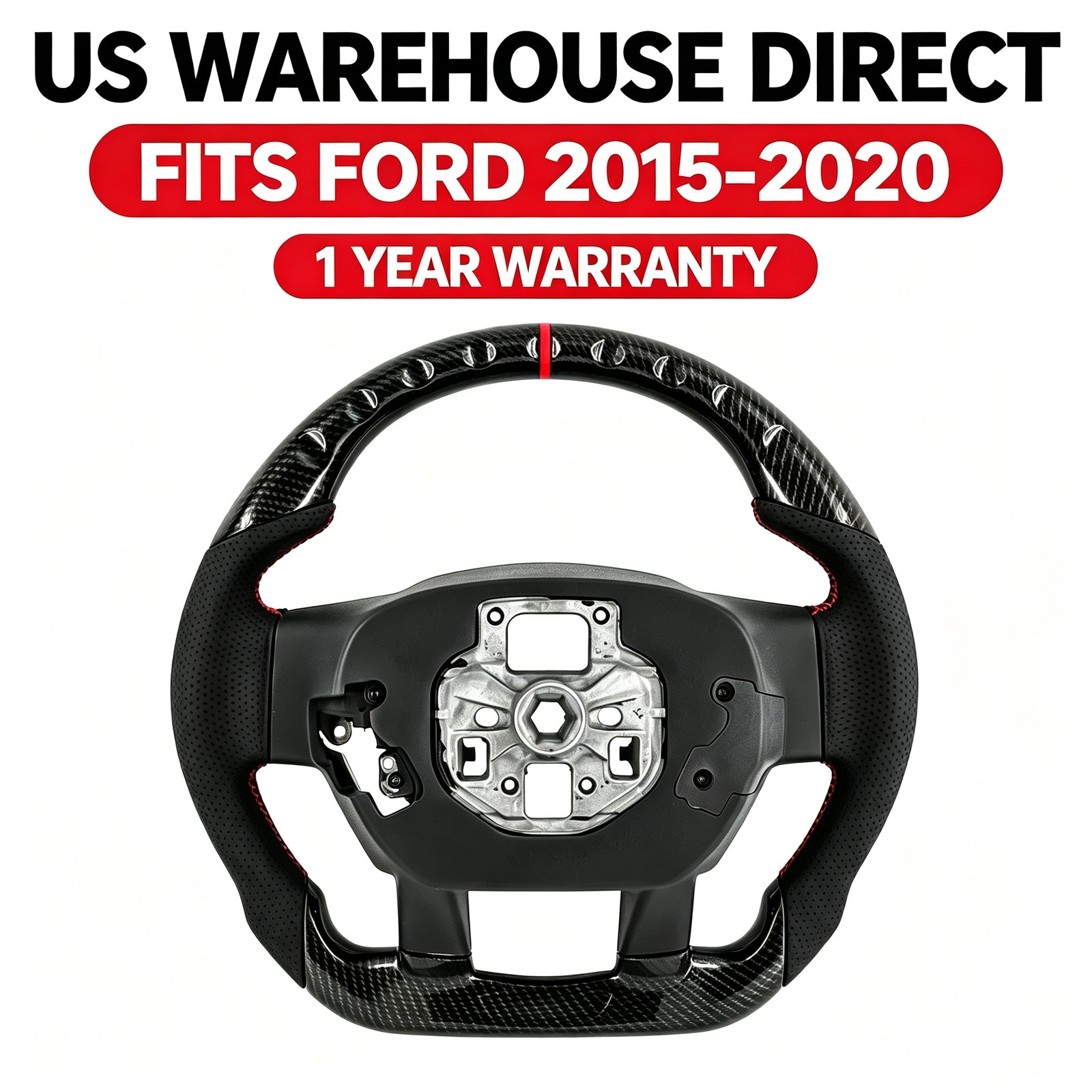Black Carbon-Fiber-Look Steering Wheel Fits 2015-2020 Ford F-150 Raptor XL XLT