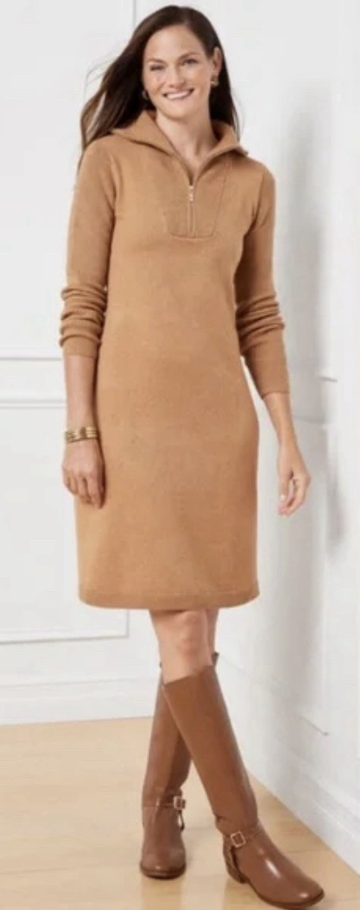 NWT Talbots Women’s Size XL Tan Cotton Blend Sweater Dress