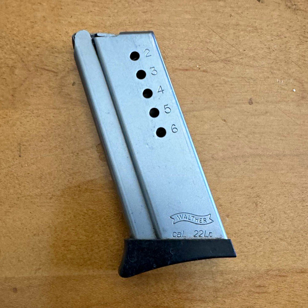 Factory Walther TPH Stainless .22 Magazine, slightly used. Factory Walther TPH Stainless .22 Magazine, slightly used.