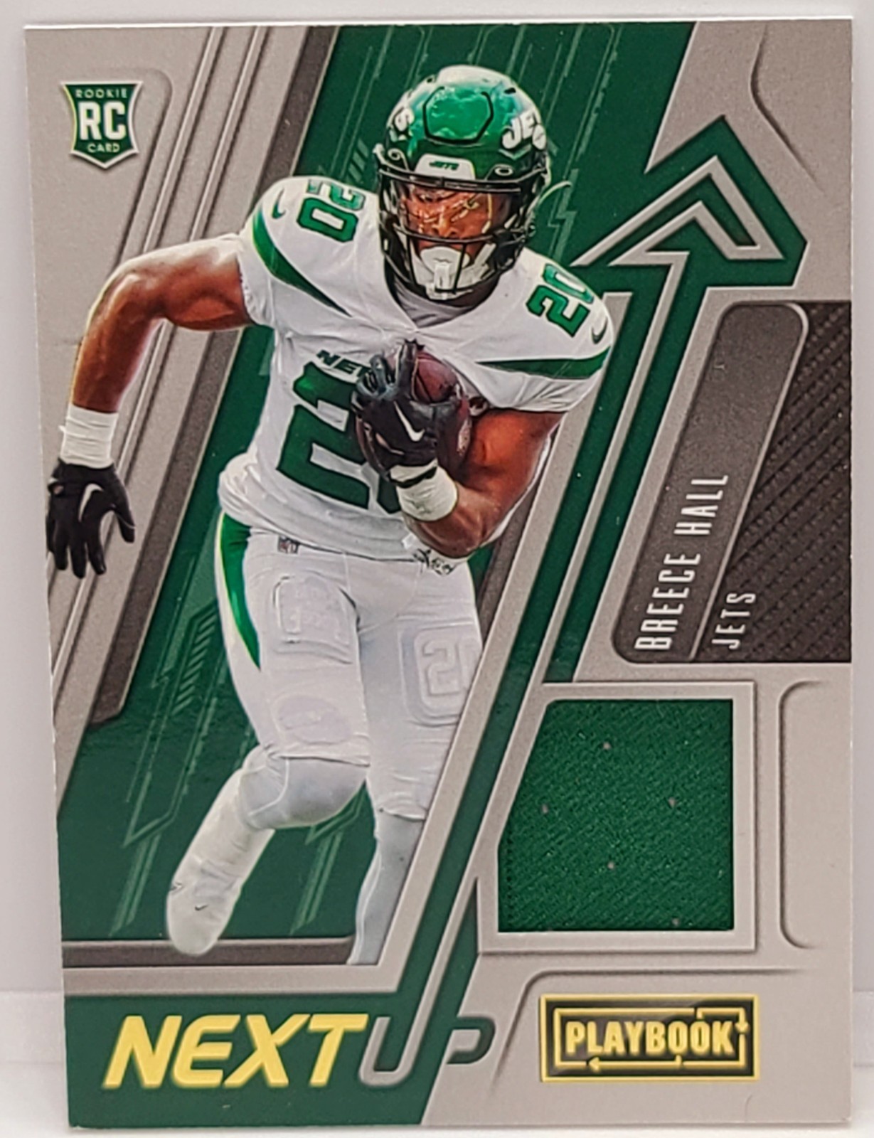 2022 Panini Playbook Breece Hall Next Up Rookie Relic RC NU-14 Jets