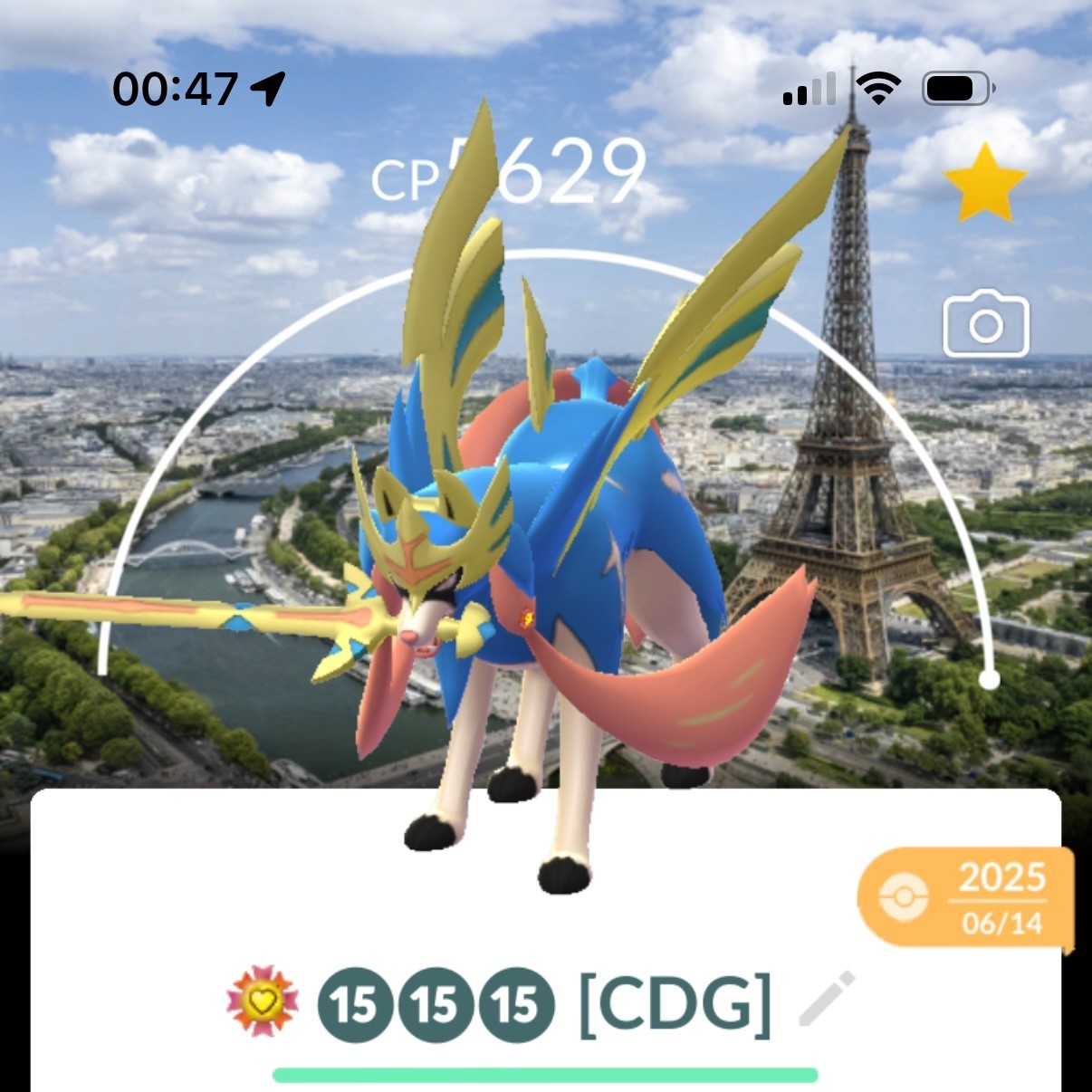 ✨Lv50, 3-moves✨Crownded  Zacian with Paris🗺️ Location Background