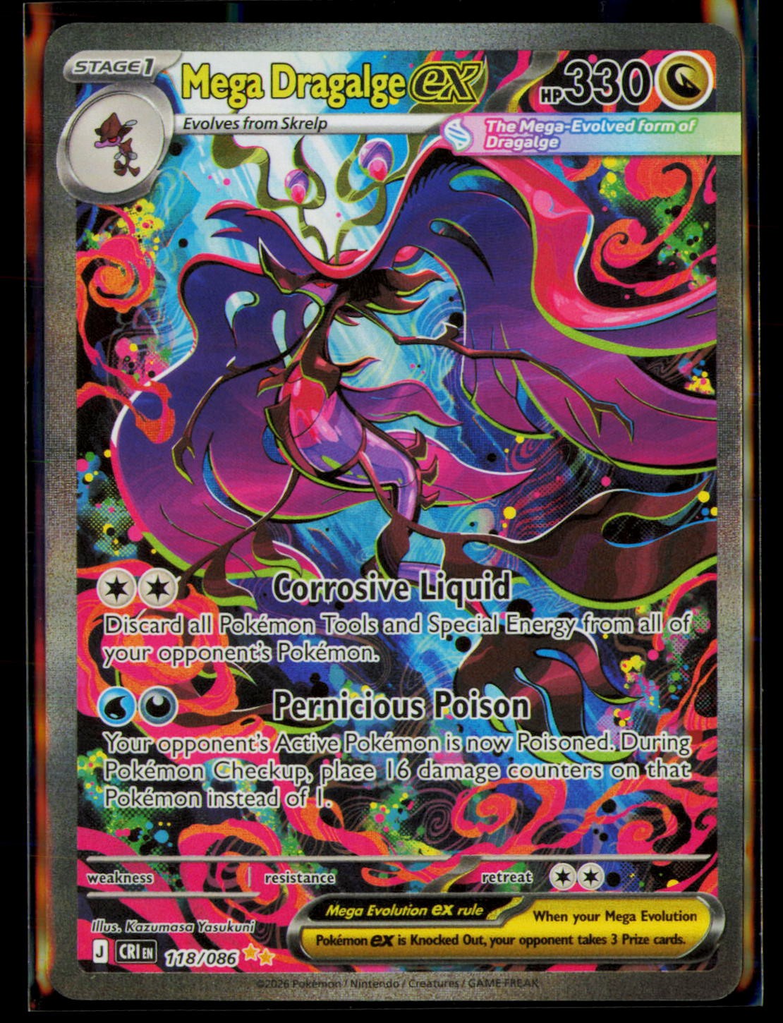 Mega Dragalge ex Holo Special Illustration Rare ME04: Chaos Rising 118/086 NM